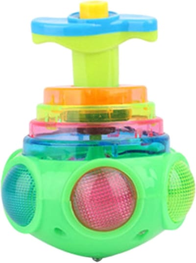 Muziek Tol - Lichtgevende Gyro - Kinderfeestje - Eenvoudig Mechanisme - 7 x 8 cm - Willekeurige Kleur