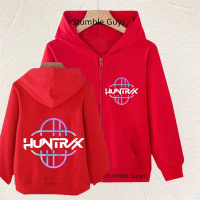 Kinderen Zip Up Sweatshirts Tijger Kpop Demonenjagers Hoodie Kinderkleding Kind Meisje Jongen Sweatshirt Rits Hoody Baby Top 140 red