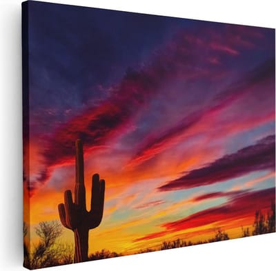 Artaza Canvas Schilderij Woestijn Landschap - 40x30 cm - Klein - Wanddecoratie Zonsondergang - Muurdecoratie Natuur - Kamer Accessoires