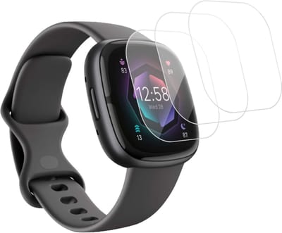 3x Geschikt voor Fitbit Sense Screenprotector - Folie Screen Protector Geschikt voor Fitbit Sense