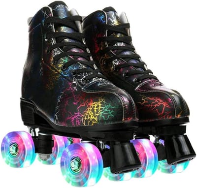 Rolschaatsen Dubbele Rij - Vier Wielen - Indoor Skaten - ABEC 5 Lagers - 54mm Wielen - Bliksem Zwart