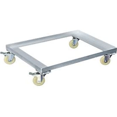 Verrijdbaar onderstel voor bakken in EURO-maat, 600 x 400 mm, draagvermogen 250 kg, rvs