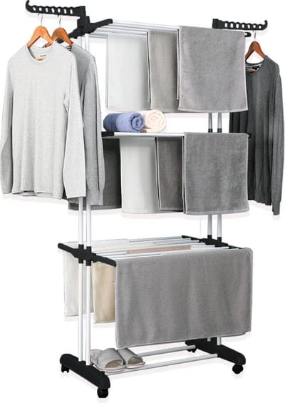 Alora Droogtoren - Kleding Droogrek - Inklapbaar - Inclusief Wielen - Droogtoren met Wieltjes - 20m Drooglengte - Grijs