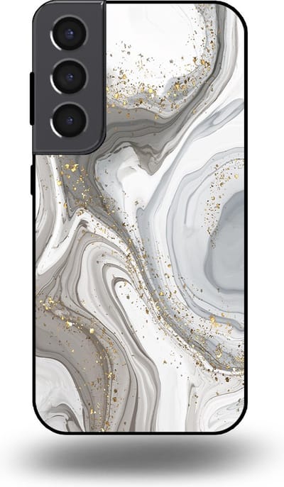 Smartphonica Telefoonhoesje geschikt voor Samsung Galaxy S22 met marmer opdruk - TPU backcover case marble design - Zilver geschikt voor Samsung Galaxy S22