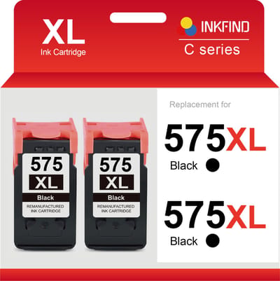 INKFIND 575XL Inktcartridge compatibel met Canon575 Canon 575 Canon PG-575 PG-575XL Hoge Capaciteit / 2-pack Zwart
