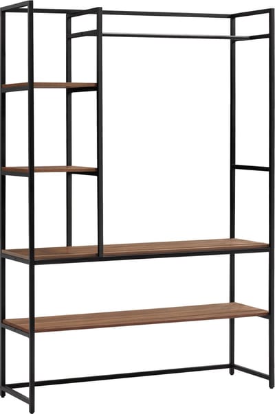 Kledingrek Horgau 180x120x40 cm zwart en walnootkleurig [en.casa]