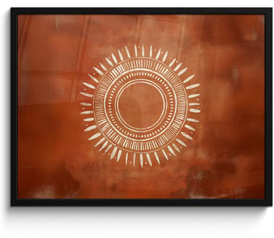 Poster in lijst - Fotolijst 70x50 cm - Posters - Abstract - Lijnen - Zonnestralen - Roodbruin - Posterlijst zwart - Decoratie - Wanddecoratie woonkamer - Muurdecoratie slaapkamer