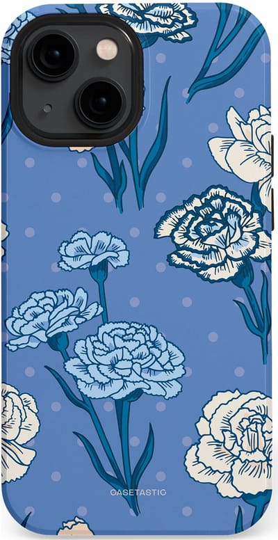 Casetastic hoesje geschikt voor Apple iPhone 13 mini - MagSafe - Dubbellaagse bescherming - Anjer melange - Fashion Case - Lavendel Petrol Zilver