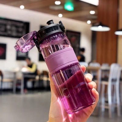 500ML Sport Waterbeker Plastic Draagbare Watercontainer Koppels Student Mok Grote Capaciteit Buiten Reizen Sport Waterfles 500ML black
