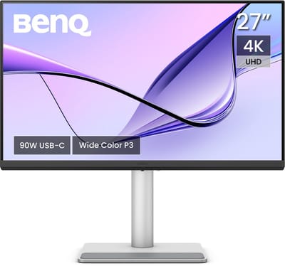 BenQ Mac Monitor MA270U 27 inch - 4K UHD Beeldscherm voor MacBook Pro/Air en Mac mini - 2 x HDMI - 2 X USB-C - 90W/15W voeding - USB-hub - P3-kleurengamma
