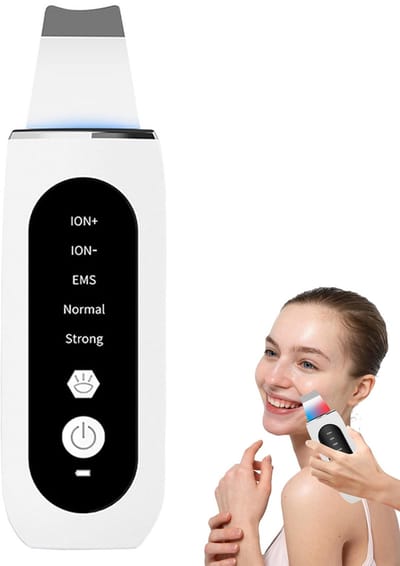 KZQ Ultrasone huidreiniger met EMS en ionentechnologie – 4 functies: ultrasoon, ionen, microstroom en warmte – Inclusief opladen – Zwart