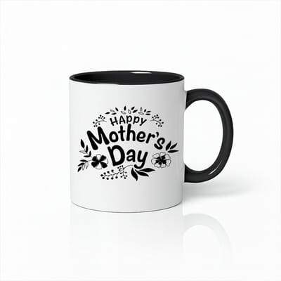 Moederdag Cadeau Mok - Zwart-Wit Bloemenprint - Keramische Koffiemok
