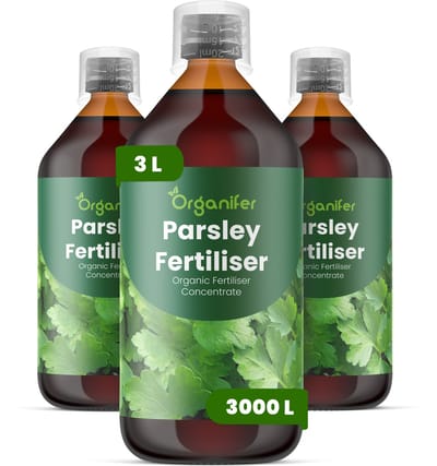 Vloeibare Meststof Voor Peterselie 3X1 L Voor 3000 L - Npk 2-1-8 - Ondersteunt De Productie Van Dicht - Krachtig Peterselieblad - Versterkt Bladstructuur En Kleur Voor Premium Culinaire Kwaliteit - Ideaal Voor Kruiden In Pot - Organifer