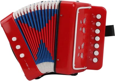 Kinder Accordeon - Muziekinstrument - Muziek Leren - 7 Sleutels 2 Bass - 20 x 18 x 11 cm - Rood