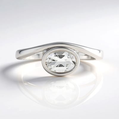 Cavill - Zilveren ring - 925 Sterling zilver - Witte topaas 0 612 ct - Ovaal slijpsel - Modern Indiaas design dames sieraad elegant
