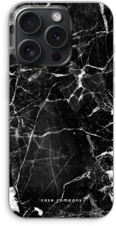Case Company® - Hoesje geschikt voor iPhone 15 Pro hoesje - Zwart Marmer - Soft Cover Telefoonhoesje - Bescherming aan alle Kanten en Schermrand