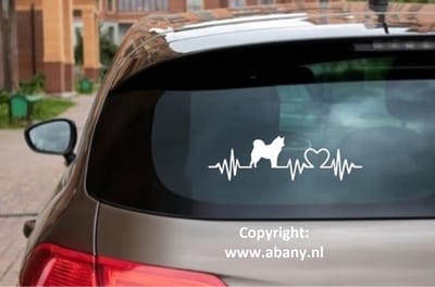 Husky 3 x – autosticker - sticker voor raam auto deur muur laptop - heartbeat - rashondensticker - hondenlijn – hondenriem - Doglove - Abany quality design