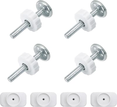Pack van 4 Wandbeschermingspads met 4 Duwschroeven M10 x 80 voor Veiligheidshekken en Deurgitter - Witte Olifantenvoetjes Veiligheidsoplossingen