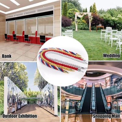 Afzetkoorden Set - Crowd Control Touwen - Evenementen Organiseren - Gedraaid Hennep Materiaal - 3.2cm Diameter - Lichtgrijs