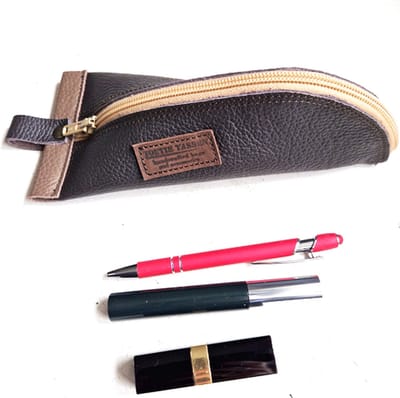 Toetie & Zo - Etui - Leer - Bruin - Brillenkoker - Makeuptasje - Pennenetui - Handgemaakt - 10bx23lx7h
