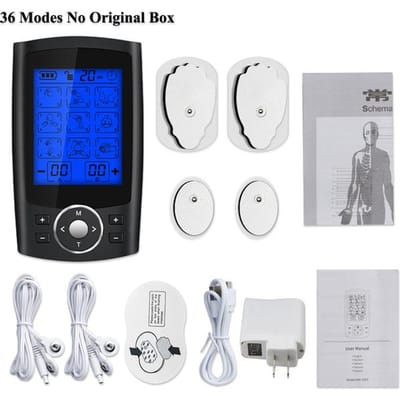 36-Modus Spierstimulator Elektrische EMS Acupunctuur Lichaam Spiermassageapparaat Oplaadbare Tien Digitale Puls Therapie Elektrostimulator US Plug black