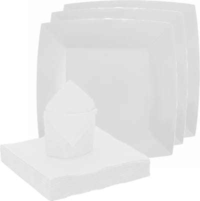Santex feest/verjaardag servies set - 10x bordjes/25x servetten - wit - karton