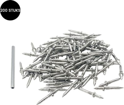 Purepeak Plintnagel Set 200 Stuks Met Montagepen - Dubbelzijdige Plintnagels - Dubbelkoppig