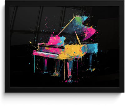 Poster in lijst - Fotolijst 40x30 cm - Posters - Piano - Kleurrijk - Verf - Modern - Posterlijst zwart - Decoratie - Wanddecoratie woonkamer - Muurdecoratie slaapkamer