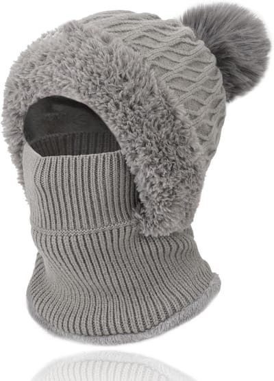 Dames Winterset met Gebreide Muts en Sjaal, 3-in-1 Multifunctionele Winddichte Thermische Snood en Beanie met Zachte Fleece Voering voor Skiën en Buitenactiviteiten