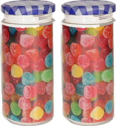 Plasticforte Weckpot/inmaakpot Classic - 2x - 550ml - kunststof - draaideksel - blauw - D7 x H16 cm