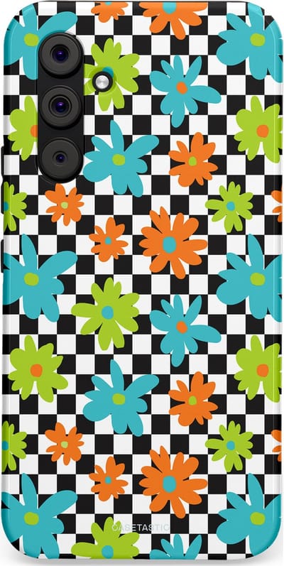 Casetastic Hoesje Geschikt voor Samsung A54 (5G) - Stijlvolle Beschermende Duo-layer Case - Retro Bloem Power