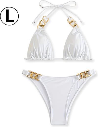 Bovista Bikini Dames - Meisjes Bikini - Badpak - Push Up - Vrouwen Badkleding - Zwemmen - Sexy Set - Top & Broekje - Wit - Maat L
