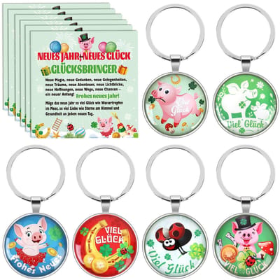 Dailygoods- Nieuwjaarskaarten Geluksaccessoires Set - Geluksbig/Horseshoe/Shamrock - Nieuwjaarscadeau 2023 - Voor Kinderen - Speelgoed - Geluksspeelgoed
