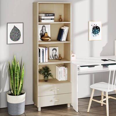 vidaXL - Hoge - kast - HAMAR - 60x35x180 - cm - massief - grenenhout - honingbruin