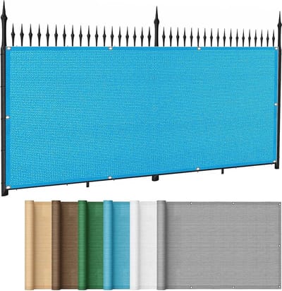 Balkonscherm 80 x 340 cm - Weerbestendig Privacyscherm voor Balkon en Terras met Ogen en Snoer