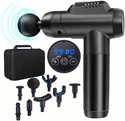 JOYNEXTBUY - Massage Gun - Opbergkoffer - Professioneel Massagepistool - Diepe Spiermassage - 99 Snelheden - Massagekoppen - Zwart