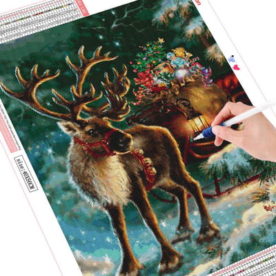 Broderie diamant animaux élan carré perceuse ensemble complet peinture diamant noël point de croix 20X30CM brown