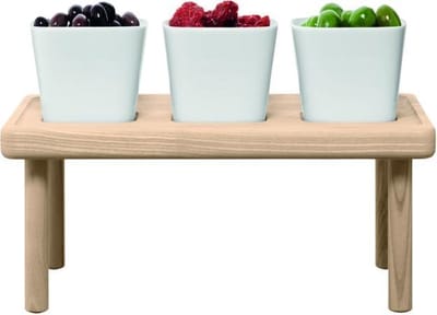 LSA Stilt Serveerschalen - Met Houten Standaard - Set van 3 Stuks - Wit