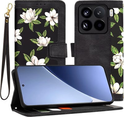 Hoesje geschikt voor Xiaomi 15 Pro - Techsuit FlipCraft Book Wallet Case met koord - Flowers of the Dawn