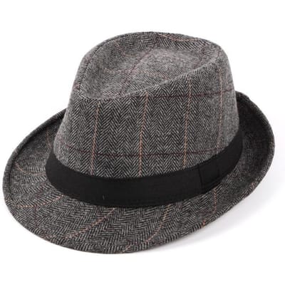 Lente Zomer Wollen Bruiloftshoed voor Mannen van Middelbare Leeftijd Koppels Mode Herfst Winter Feest Ruit Luxe Design Jazz Hoed Fedora Hoed Vrouwen gray