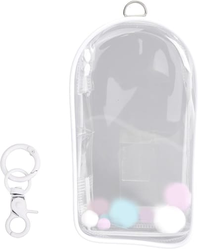 Doll Display Bag 19.5 x 10.5 cm - Waterdichte PVC Tas met Pompons en Sleutelhanger voor Poppenverzameling en Bescherming