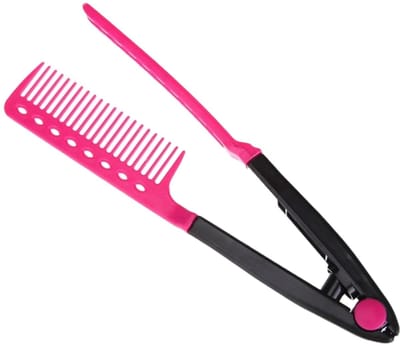 Dailygoods - Haarstijltang Kam - Antistatische Styling Tool - V-vorm Design - Rood - Draagbaar en Comfortabel - Geschikt voor Glad Haar en Rommelige Haar