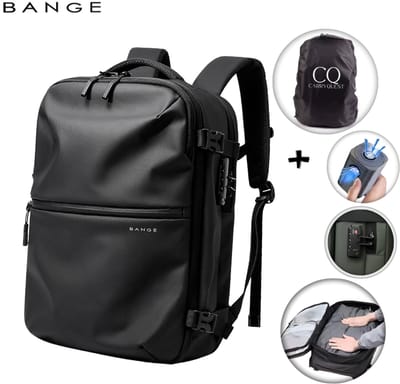 CarryQuest® - BANGE Vacuüm Rugzak circa 20-36L - Handbagage Rugzak met Vacuum Compressie - Vacuum Backpack met Compressiesysteem - Laptopvak 15.6 inch - Waterafstotend - Zwart