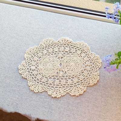 Dailygoods- Kanten Deksels Handgemaakt - Katoenen Placemat - Vintage Gehaakt - Bloemenmotief - 25 x 35 cm - Decoratieve Tafeldecoratie - Placemats