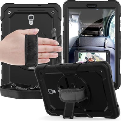 Hoes met ingebouwde Screenprotector | Inclusief Handriem en Schouderriem | Extreme bescherming | Ideaal voor zakelijk gebruik Geschikt voor Samsung Galaxy Tab A 10.5