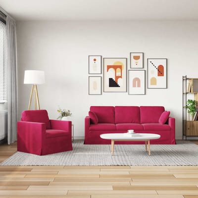 vidaXL Bankstel 2 pcs Wijnrood 198 x 78 x 80 cm Fluweel