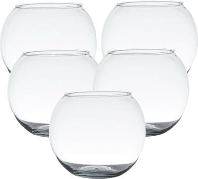 Hakbijl glas Waxinelichthouder - Voordeelset van 5x stuks - transparante kaarsenhouder - 7 x 9 cm