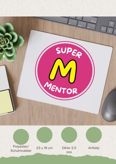 Akyol - super mentor Muismat - Mentor - een mentor - school - verjaardagscadeau - afscheidscadeau - kado - gift - geschenk - 23 bij 19 cm