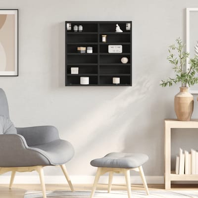vidaXL - Vitrinekast - 60x8,5x58 - cm - bewerkt - hout - zwart