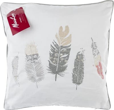 Miss Lucy - Plumage - Kussenhoes – Kussensloop – Sierkussen – Sierkussenhoes – 41 x 41 cm - Wit